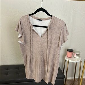 Women's Beige Ruffle Sleeve Top